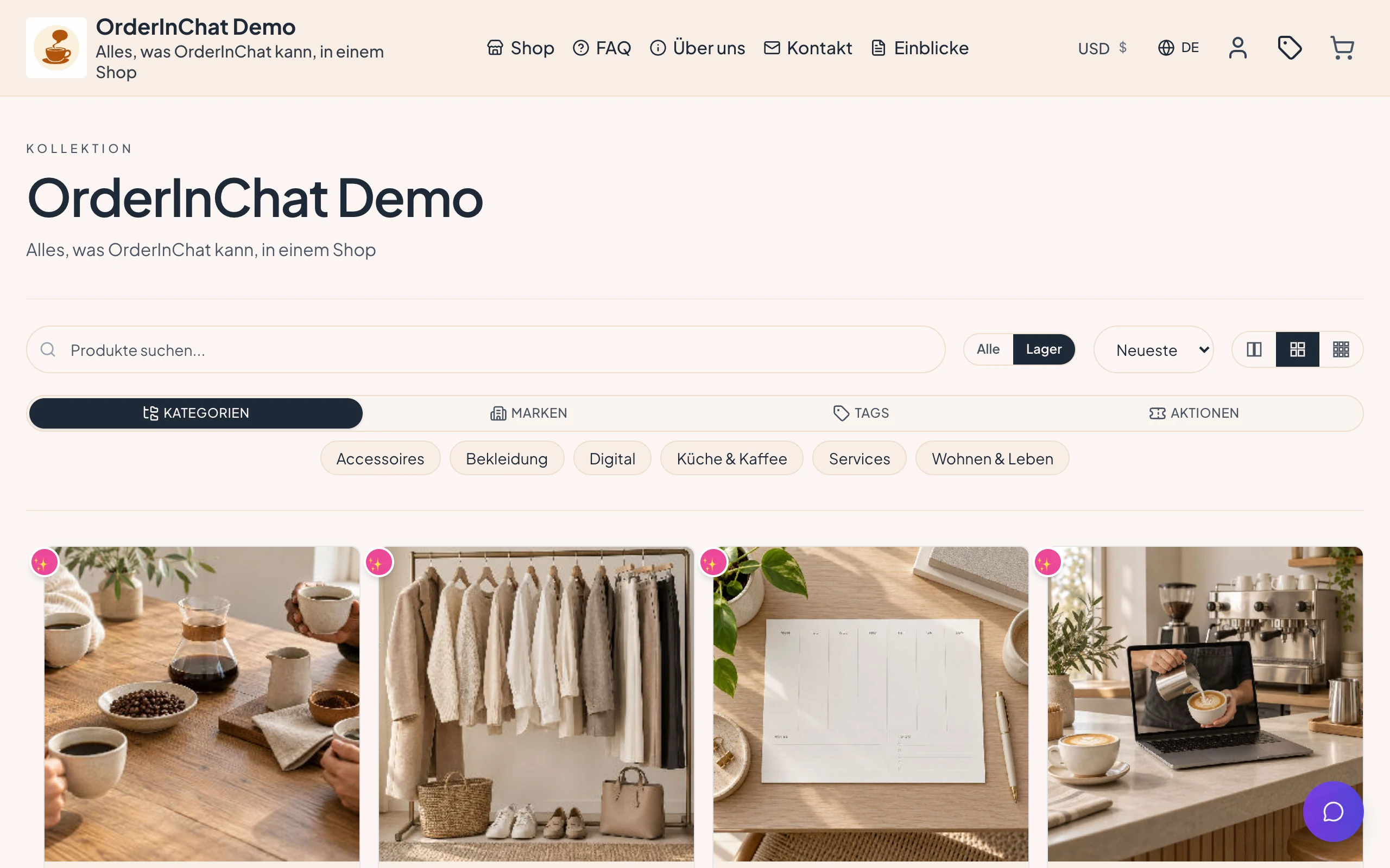 Shop-Seite des Demo-Shops