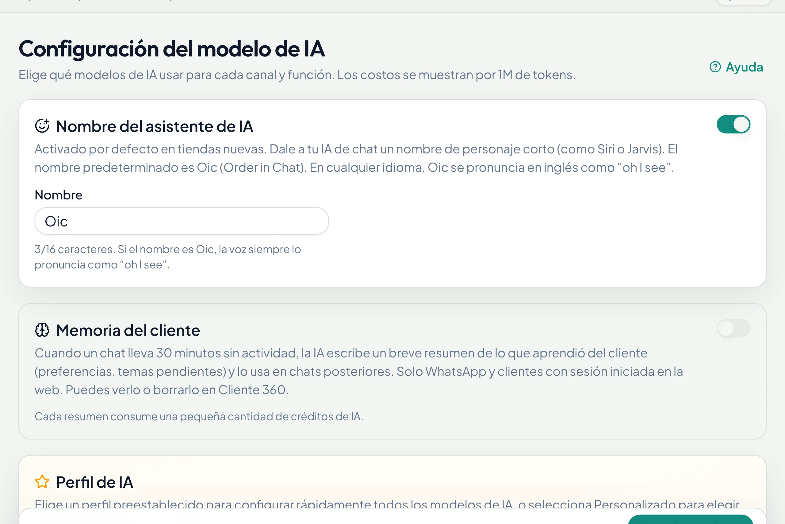 Nombre del asistente y memoria de clientes en la misma página
