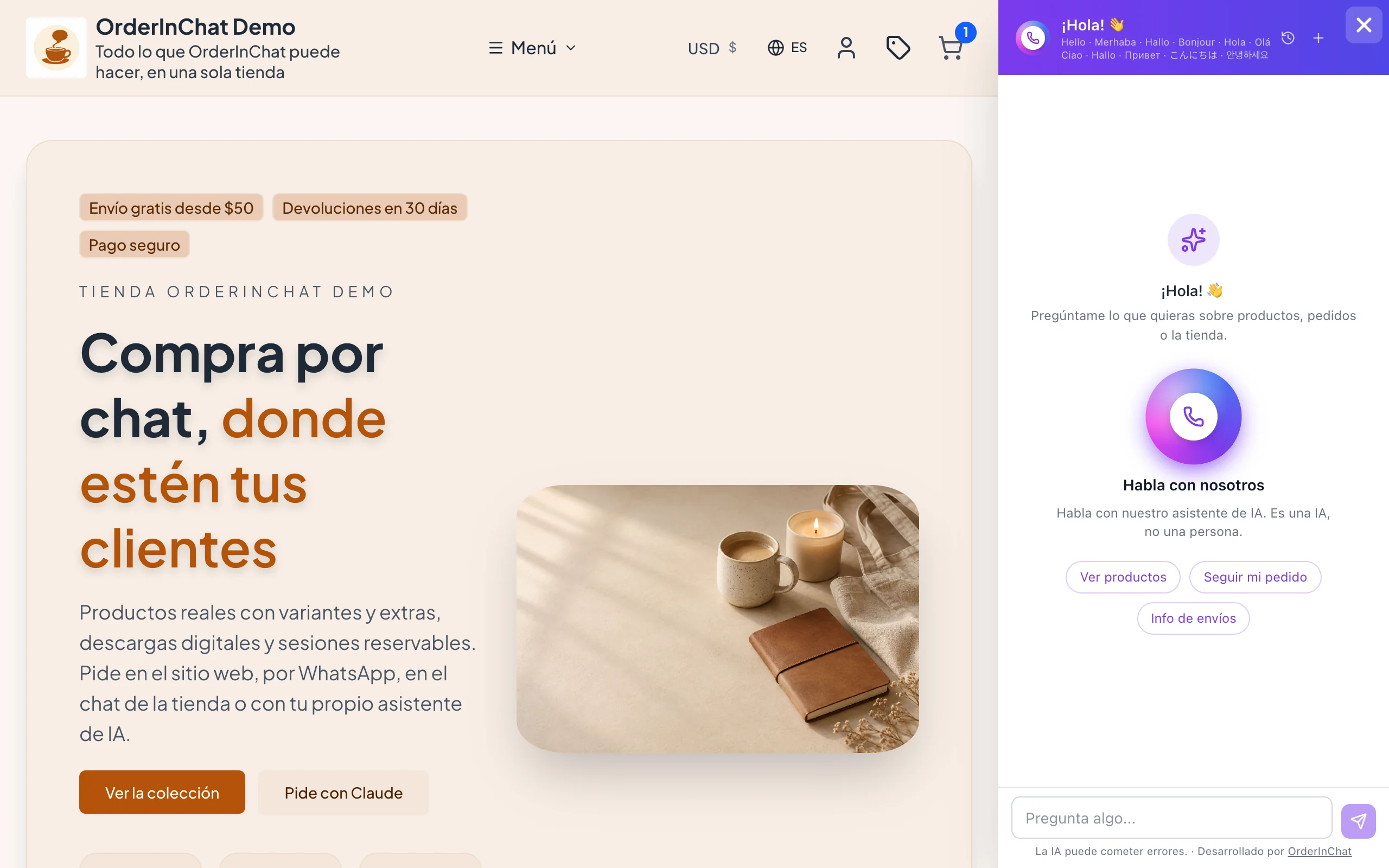 La misma IA en tu web
