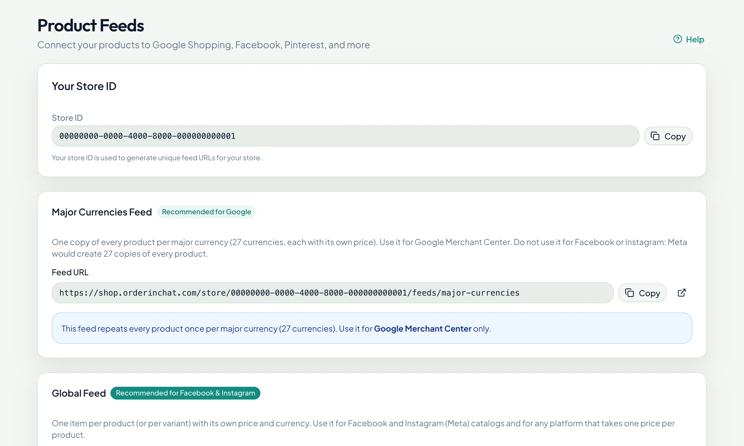 Product feed URLs for every marketplace